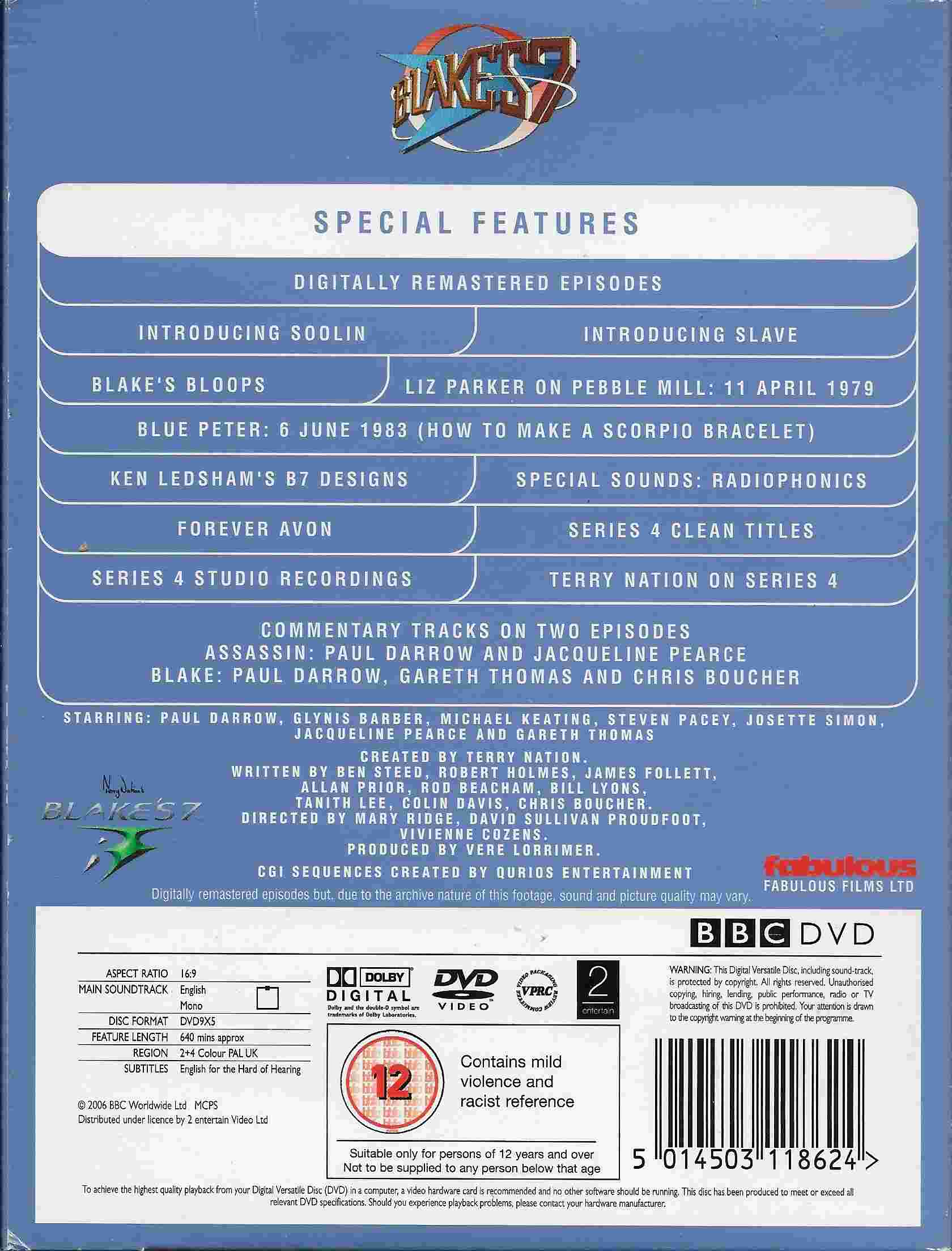 Picture of BBCDVD 1186 Blake's 7 - Series 4 by artist Chris Boucher / Ben Steed / Robert Holmes / James Follett / Allan Prior / Roger Parkes / Rod Beacham / Bill Lyons / Tanith Lee / Colin Davis / Simon Masters from the BBC records and Tapes library
